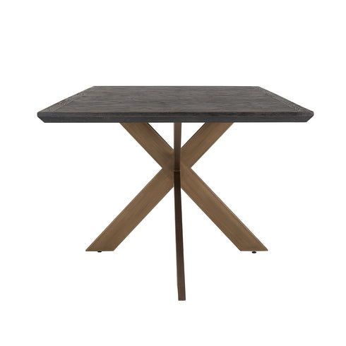 Bonita Parquet Black & Brass Frame Rectangle 8-10 Seater Dining Table Large
